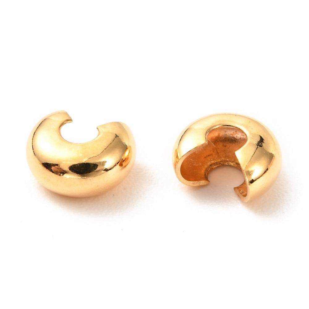 Knijpkraalverberger 18K RVS goud 3,5x4mm- per 8 stuks-onderdelen-Kraaltjes van Renate