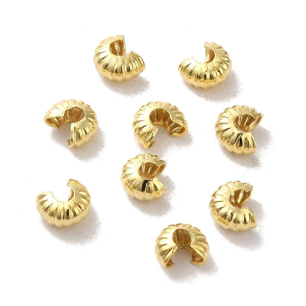 Knijpkraalverberger patroon 24K goud 5x3mm- per 4 stuks-bedels-Kraaltjes van Renate