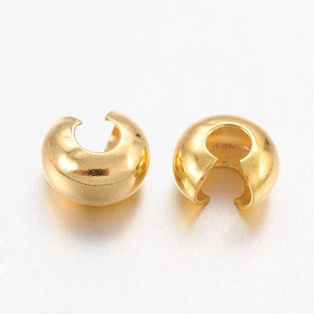 Knijpkraalverbergers Brass Goud 3mm - 20 stuks-Onderdelen-Kraaltjes van Renate