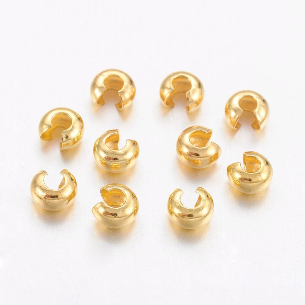 Knijpkraalverbergers Brass Goud 3mm - 20 stuks-Onderdelen-Kraaltjes van Renate