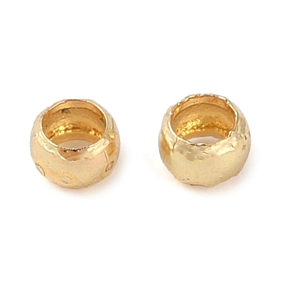 Knijpkralen 18K gold plated 2x1mm- per 40 stuks-bedels-Kraaltjes van Renate