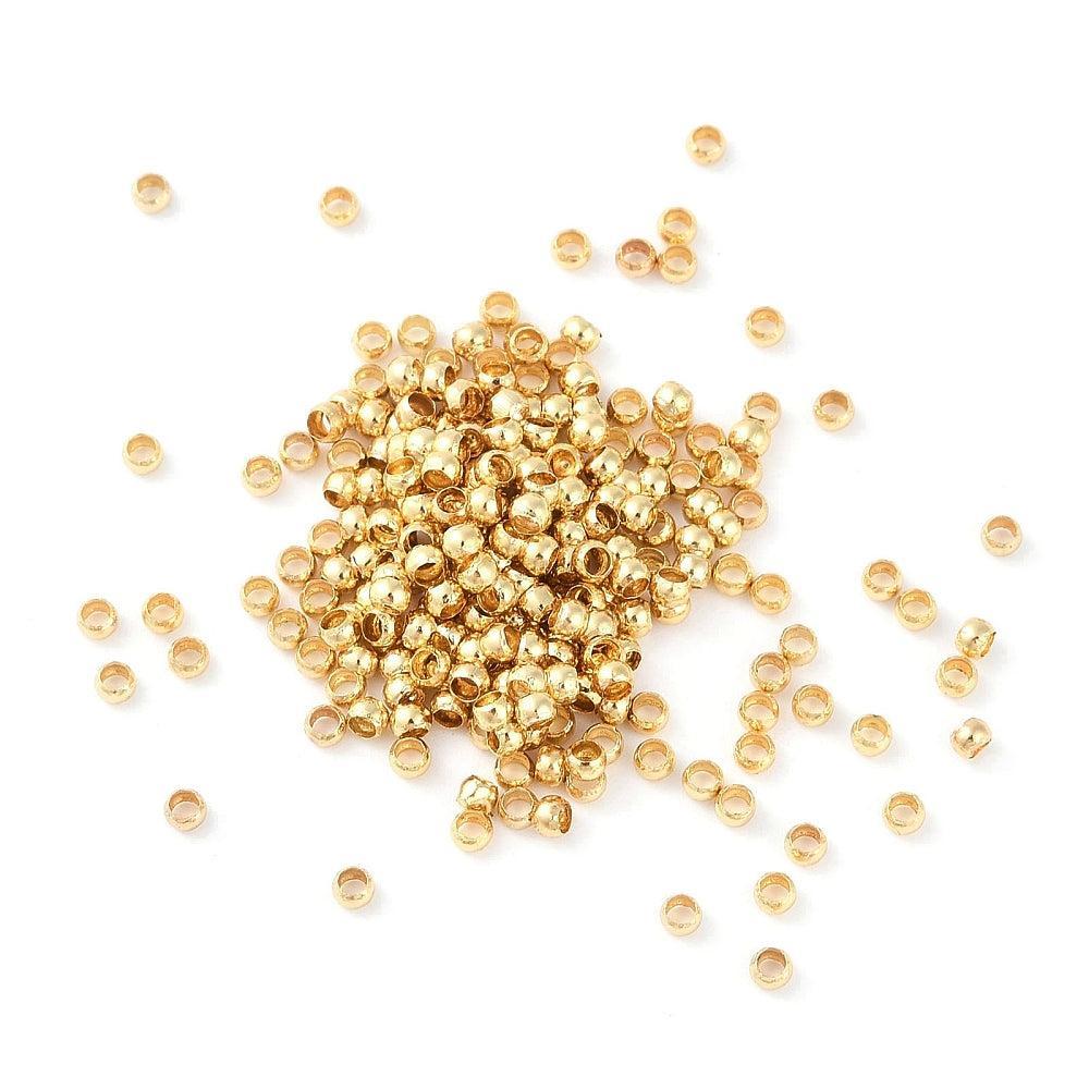 Knijpkralen Brass 18k Goud 2mm - 40 stuks-Onderdelen-Kraaltjes van Renate