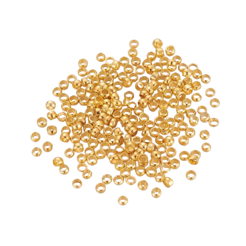 Knijpkralen Brass Goud 2mm - ±100 stuks-Onderdelen-Kraaltjes van Renate
