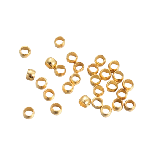 Knijpkralen Brass Goud 2mm - ± 20 stuks-Onderdelen-Kraaltjes van Renate