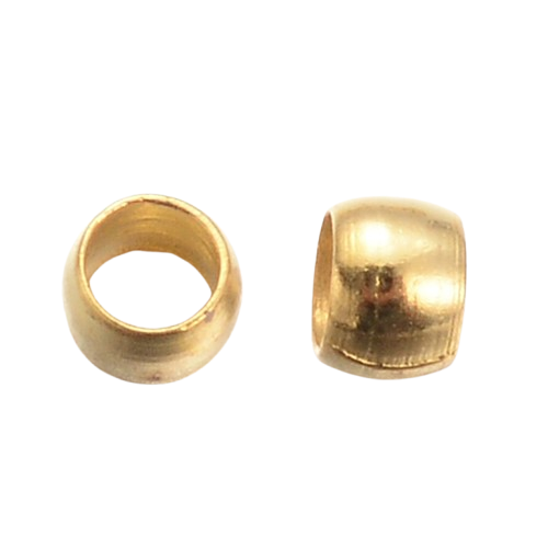 Knijpkralen Brass Goud 2mm - ± 20 stuks-Onderdelen-Kraaltjes van Renate