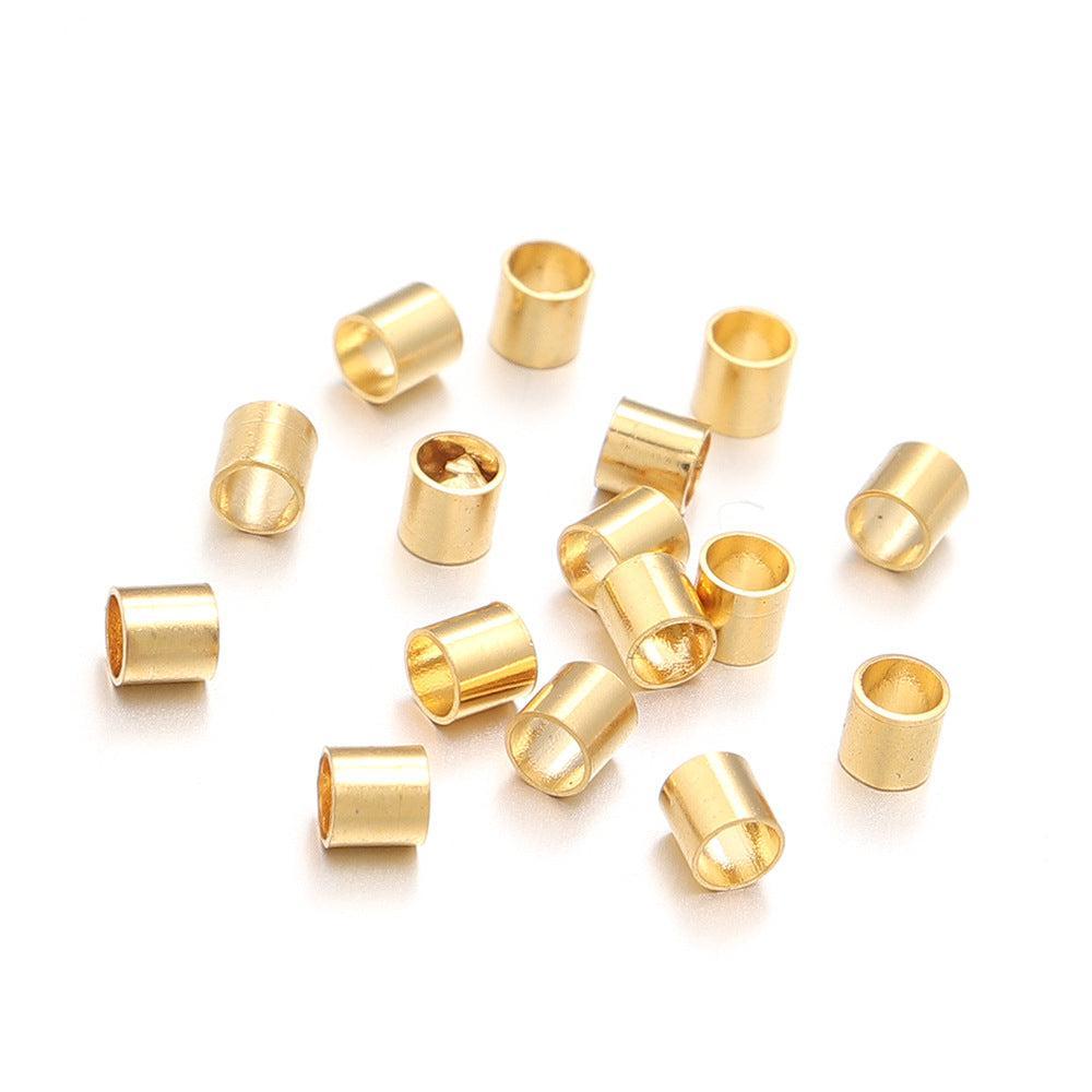 Knijpkralen Tube RVS Goud 2x2mm - 14 stuks-Onderdelen-Kraaltjes van Renate