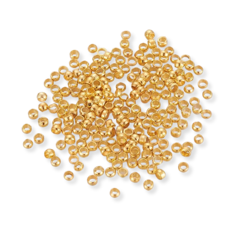 Knijpkralen brass goud 2mm - ±100 stuks-Onderdelen-Kraaltjes van Renate