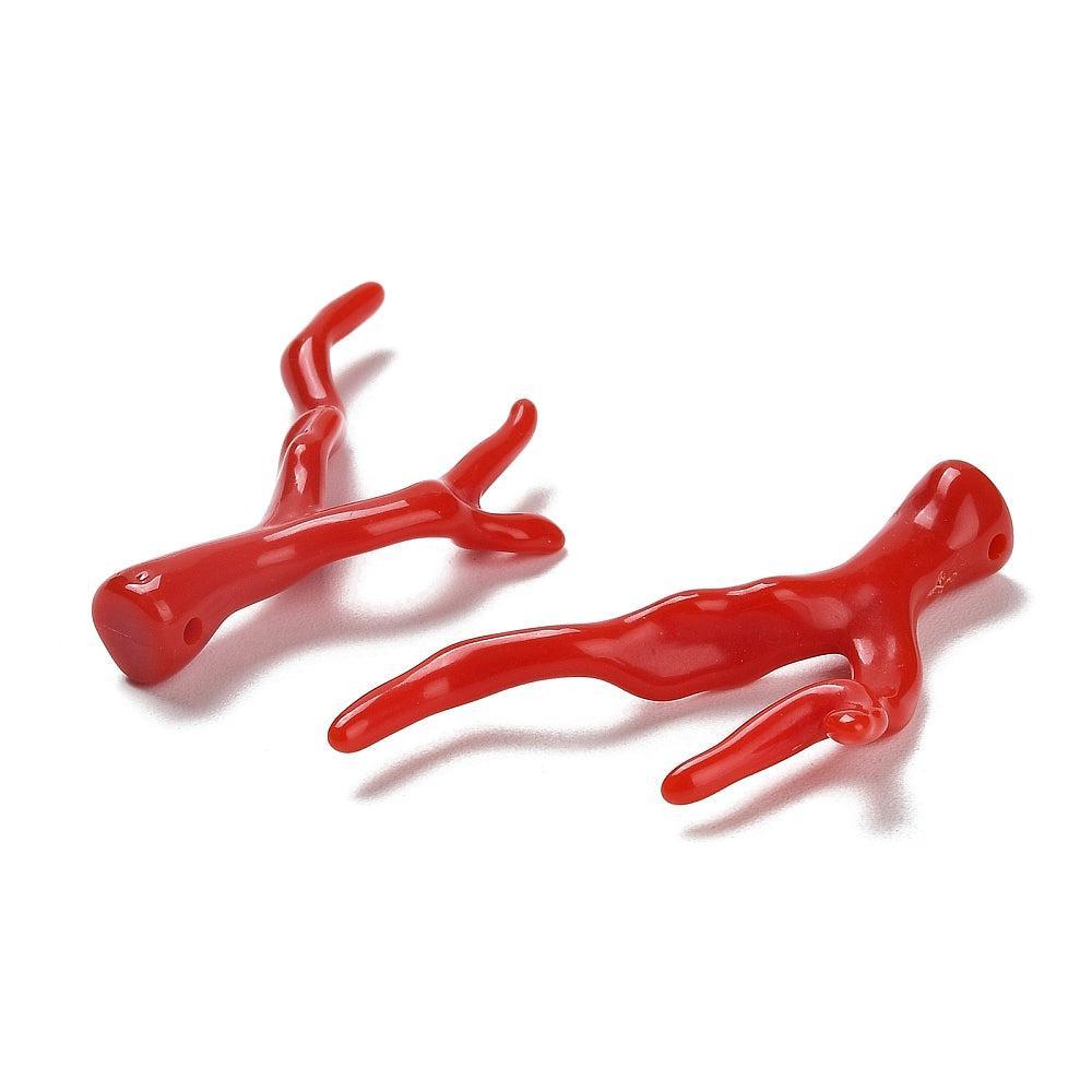 Koraaltak acryl rood 46mm- per stuk-Kralen-Kraaltjes van Renate