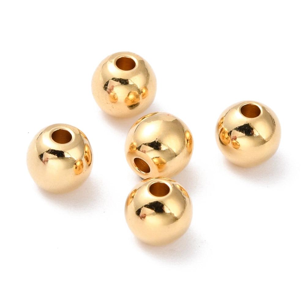 Kraal 24K goud 6mm- per stuk-bedels-Kraaltjes van Renate