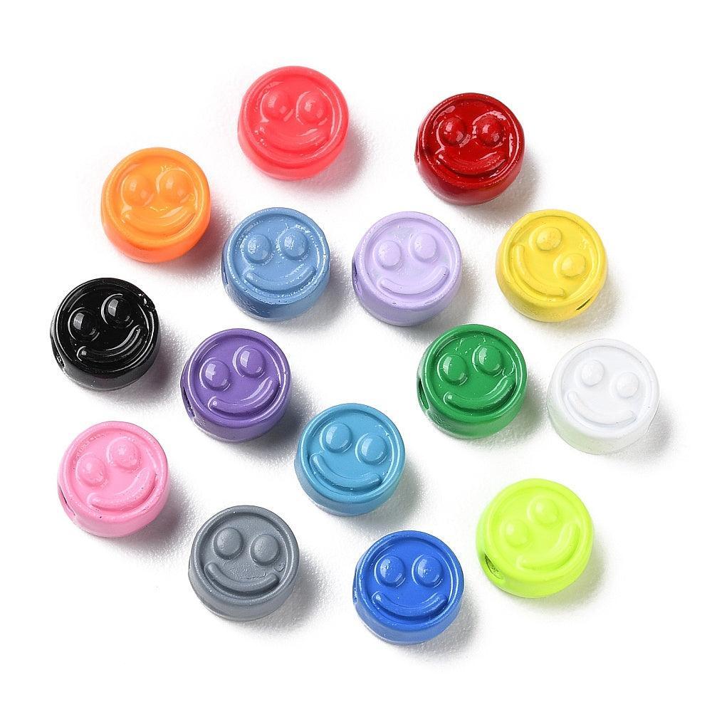 Kraal Alloy smiley multicolor 7,5mm- per stuk-bedels-Kraaltjes van Renate