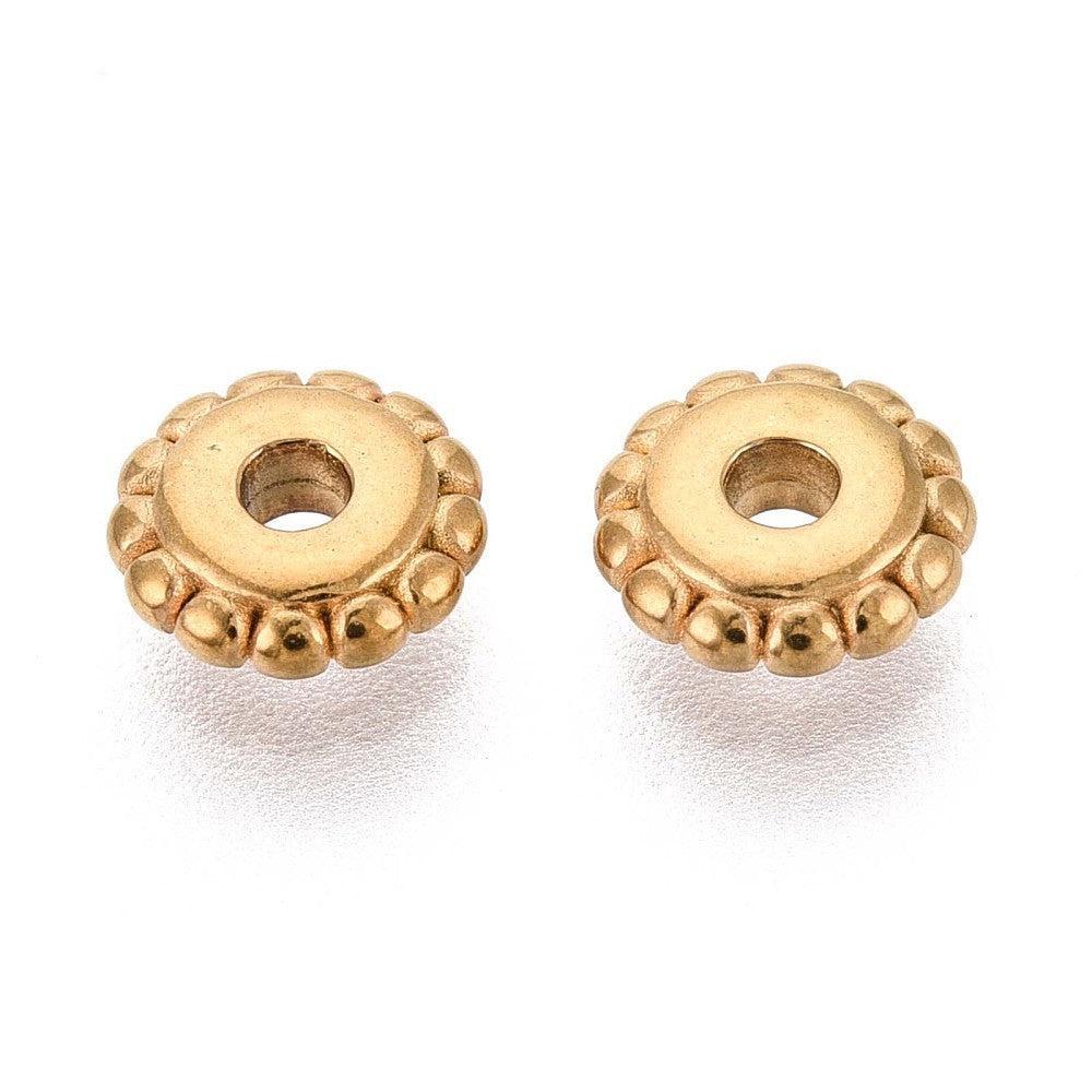 Kraal Bali spacer disc RVS Goud 6x2mm - per stuk-Kralen-Kraaltjes van Renate