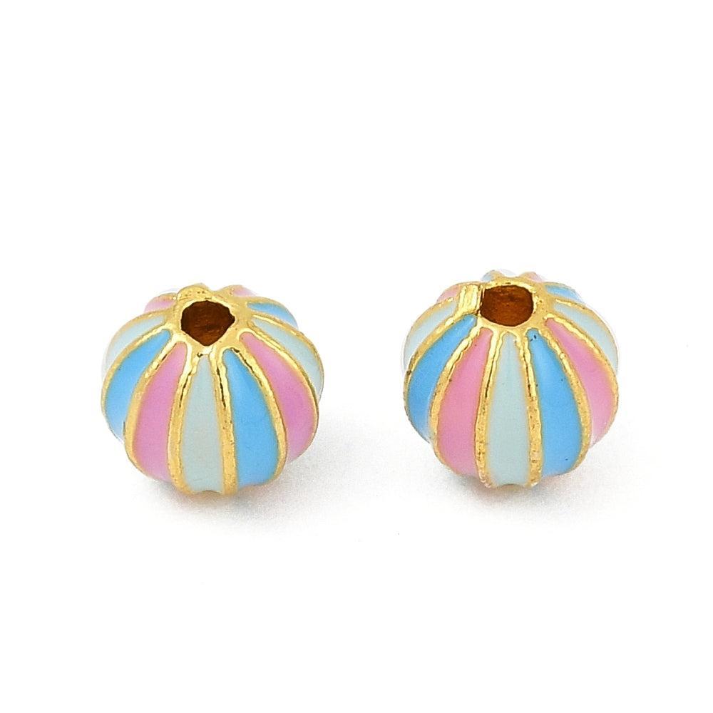 Kraal Brass Goud Enamel 6x6mm Multicolor-bedels-Kraaltjes van Renate