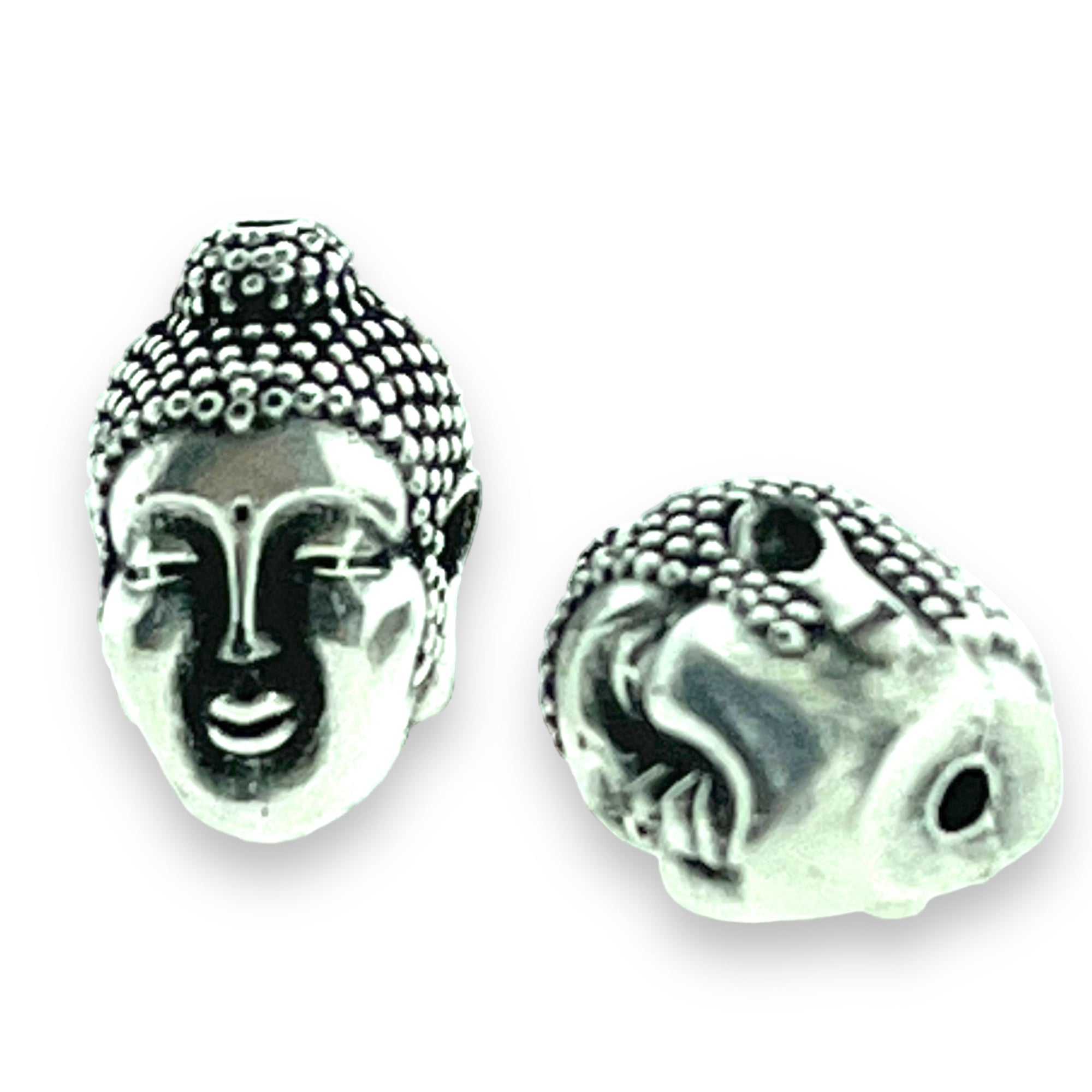 Kraal Buddha zilver 12x8mm DQ-leerschuivers-Kraaltjes van Renate