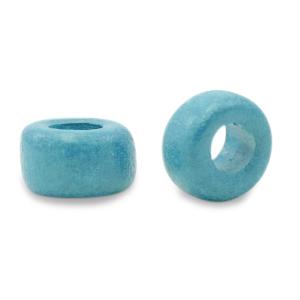 Kraal DQ Grieks keramiek Ocean blue rond 9mm Ø4mm-Kraaltjes van Renate