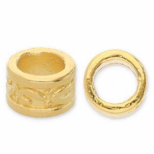 Kraal DQ Rond motief Goud 5mm - per stuk-bedels-Kraaltjes van Renate