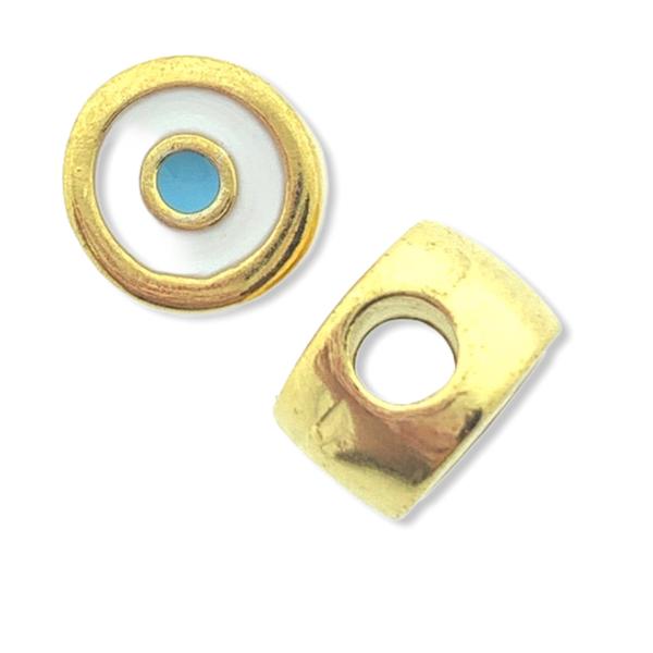 Kraal Evil eye Goud 24kr DQ 8mm Ø3mm-Kraaltjes van Renate