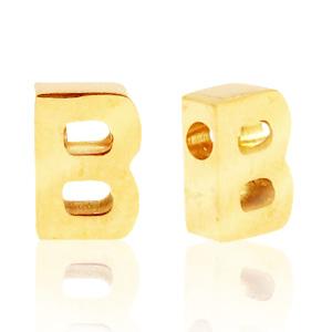 Kraal Initial letter Ø1,8mm Stainless steel Goud (rvs) 8x5mm-Kraaltjes van Renate