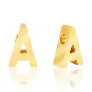 Kraal Initial letter Ø1,8mm Stainless steel Goud (rvs) 8x5mm-Kraaltjes van Renate