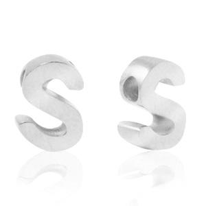 Kraal Initial letter Ø1,8mm Stainless steel Zilver (rvs) 8x5mm-Kraaltjes van Renate