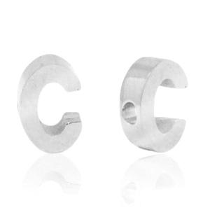 Kraal Initial letter Ø1,8mm Stainless steel Zilver (rvs) 8x5mm-Kraaltjes van Renate