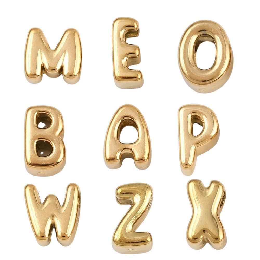 Kraal Letters A-Z Premium RVS Goud 7.5mm - per stuk-Bedels-Kraaltjes van Renate