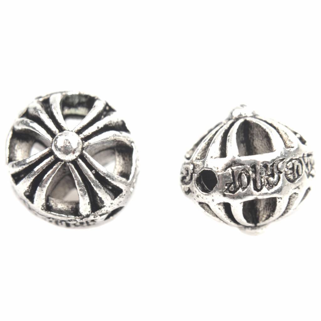 Kraal Ø1,5mm hollow cross Zilver 9x8,5mm-Kraaltjes van Renate