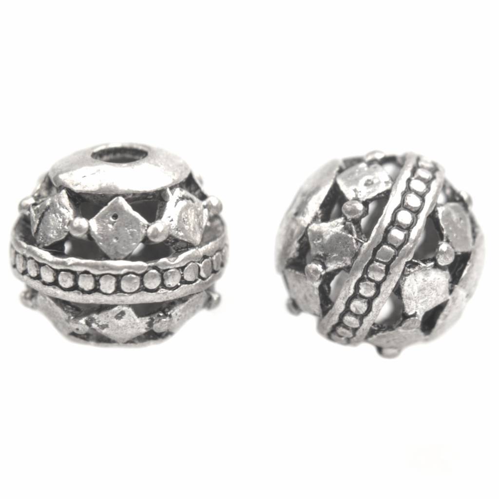Kraal Ø1,5mm hollow ruitjes Zilver 8,5x8,5mm-Kraaltjes van Renate
