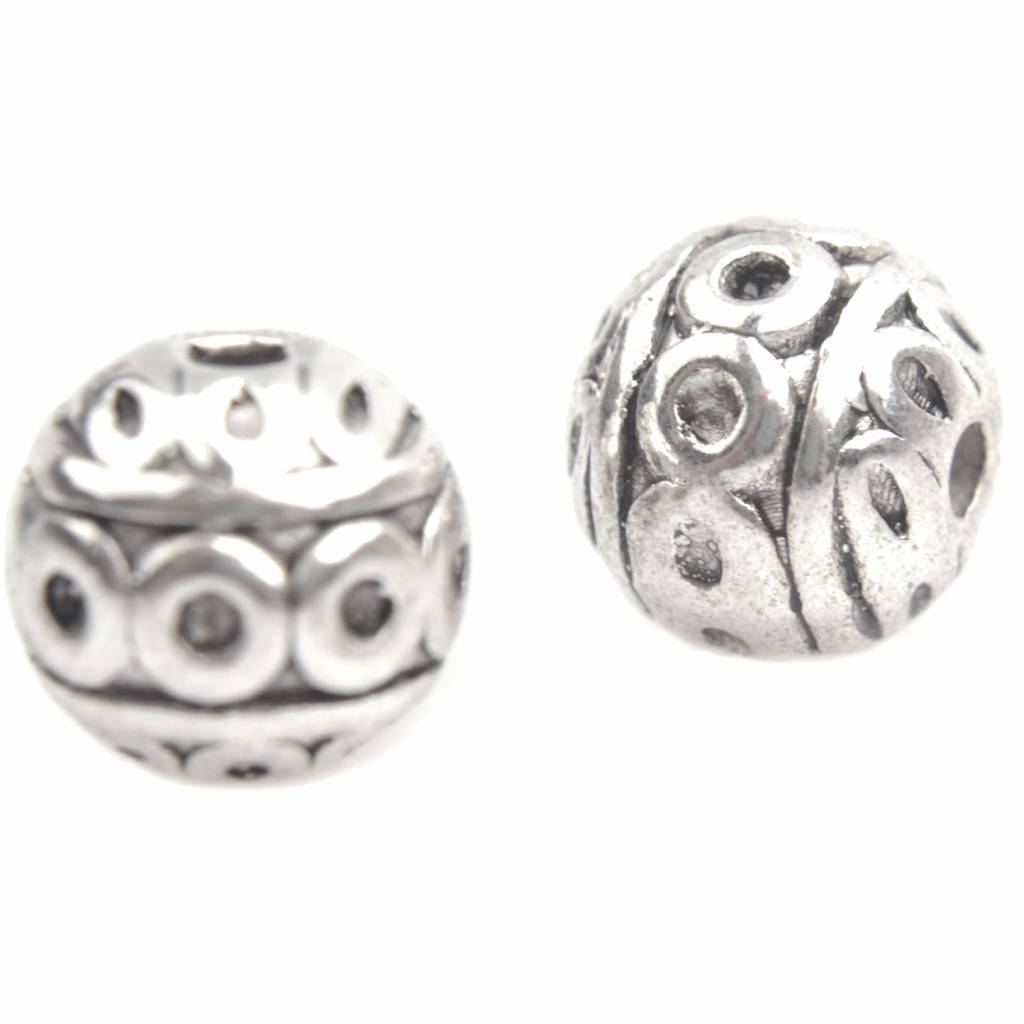 Kraal Ø1,5mm rond cirkels Zilver 8mm - 5 stuks-Kraaltjes van Renate