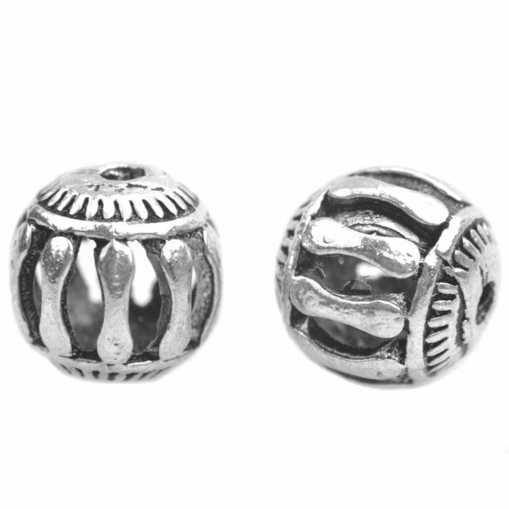 Kraal Ø1.5mm hollow stripes Zilver 10x10mm-Kraaltjes van Renate