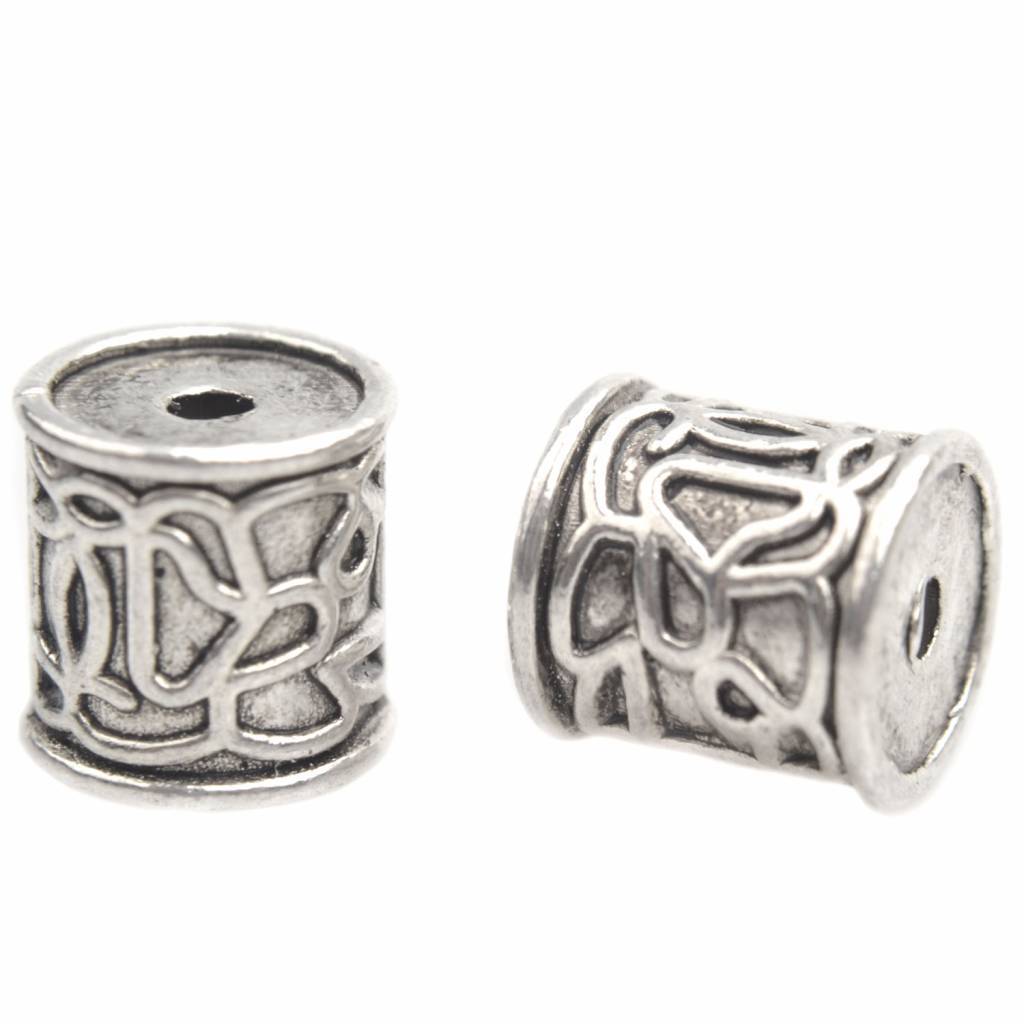 Kraal Ø2mm colom Zilver 9x10mm - 3 stuks-Kraaltjes van Renate
