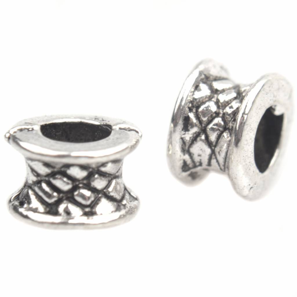Kraal Ø3,5mm rond kruisjes Zilver 7x4,5mm - 6 stuks-Kraaltjes van Renate