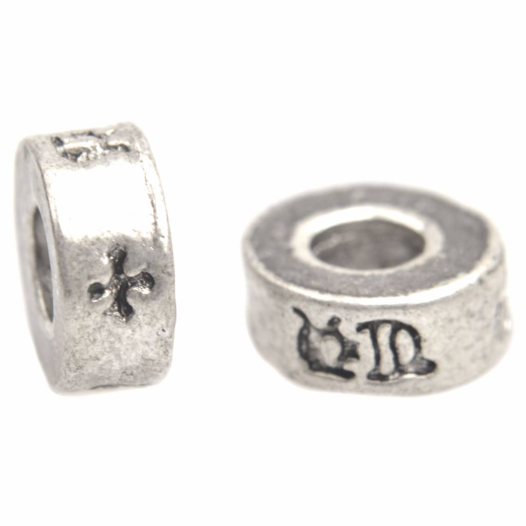 Kraal Ø3mm spacer Zilver 9x4mm-Kraaltjes van Renate