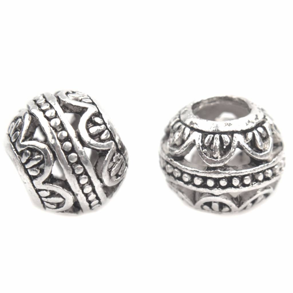 Kraal Ø4,5mm hollow flower Zilver 11x9mm-Kraaltjes van Renate