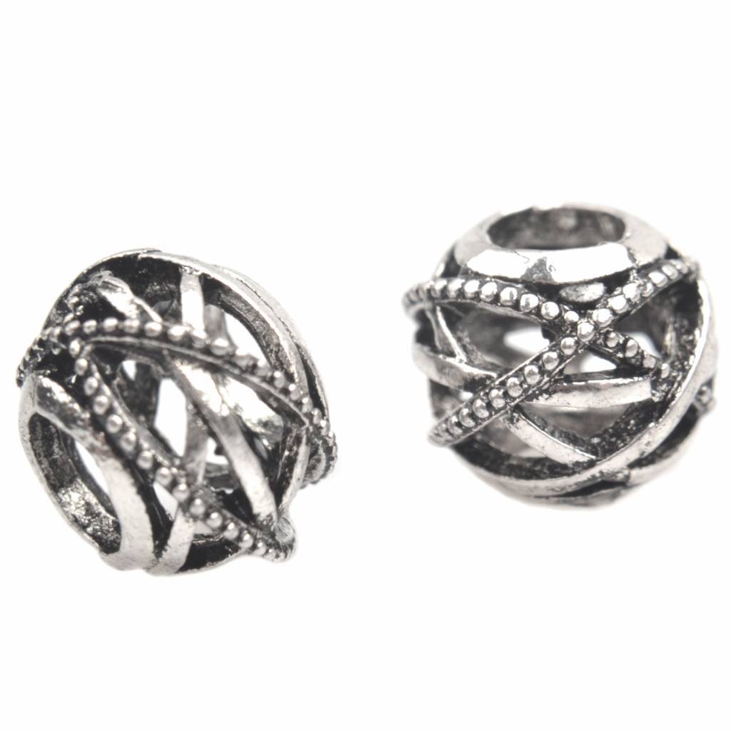 Kraal Ø4,5mm hollow gedraaide dots Zilver 12x10mm-Kraaltjes van Renate