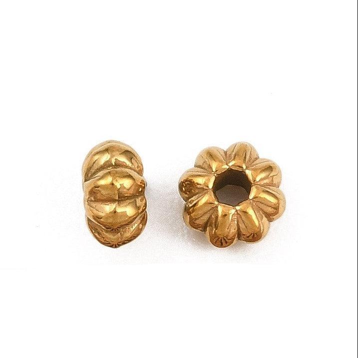 Kraal Pompoen Premium RVS Goud 5x3mm - per stuk-Kralen-Kraaltjes van Renate