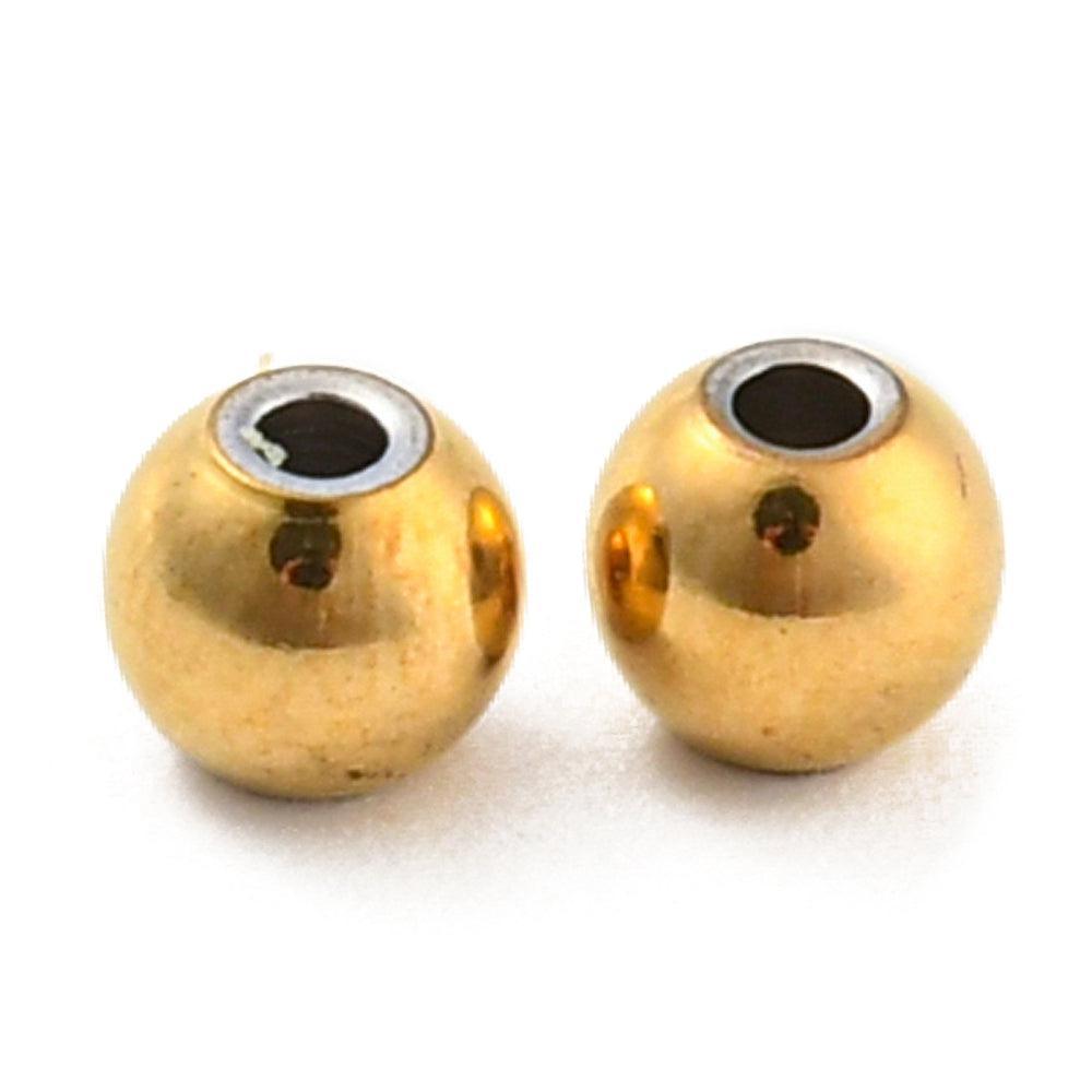 Kraal RVS 18K goud 4x3,5mm- per 10 stuks-Kralen-Kraaltjes van Renate