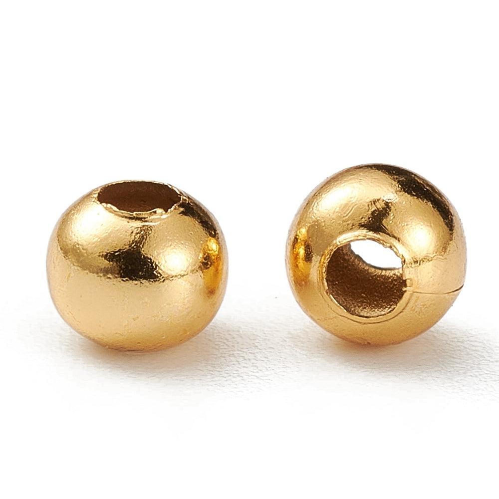 Kraal RVS 24K goud 4mm- per stuk-sluitingen-Kraaltjes van Renate