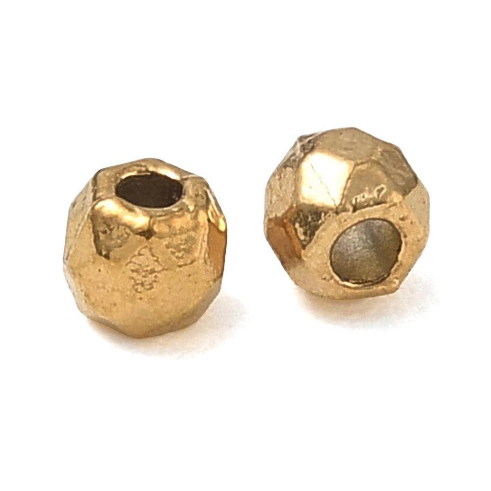 Kraal RVS Facet Rond Goud 4mm - per stuk-Kralen-Kraaltjes van Renate