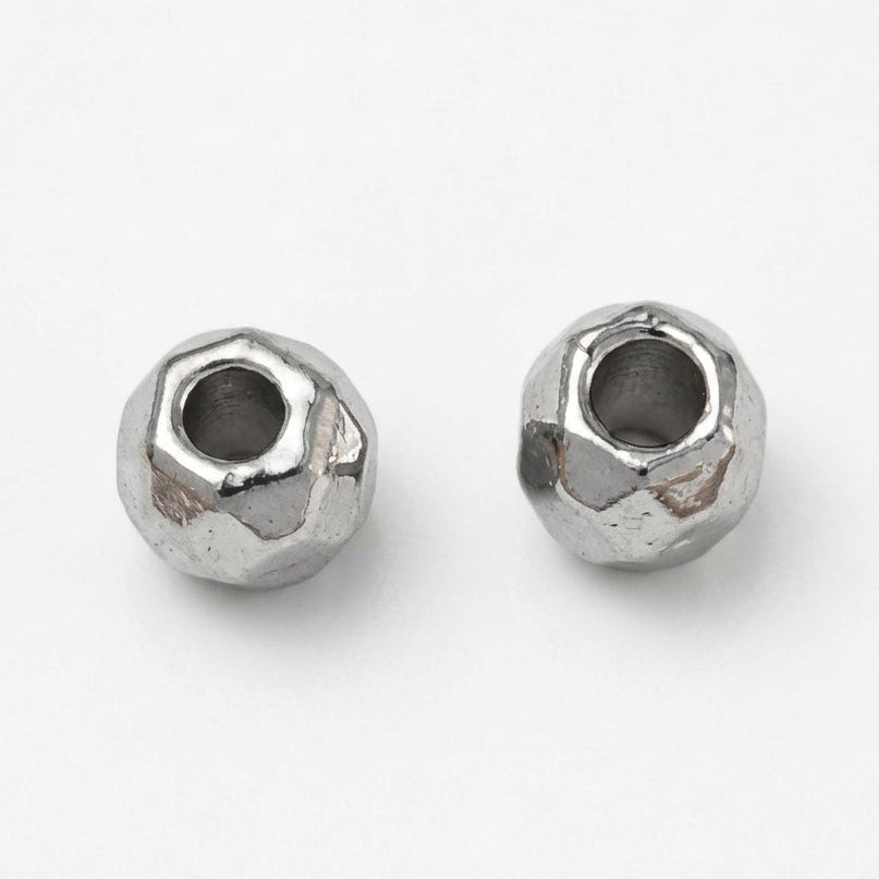 Kraal RVS Facet Rond Staalkleur 4mm - per stuk-Kralen-Kraaltjes van Renate