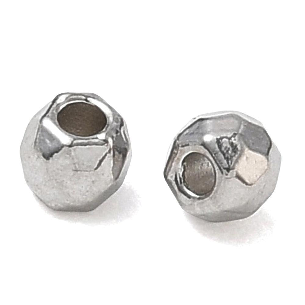 Kraal RVS Facet Rond Staalkleur 4mm - per stuk-Kralen-Kraaltjes van Renate