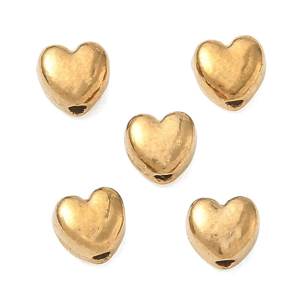Kraal RVS Hart Goud 4mm - per stuk-Kralen-Kraaltjes van Renate