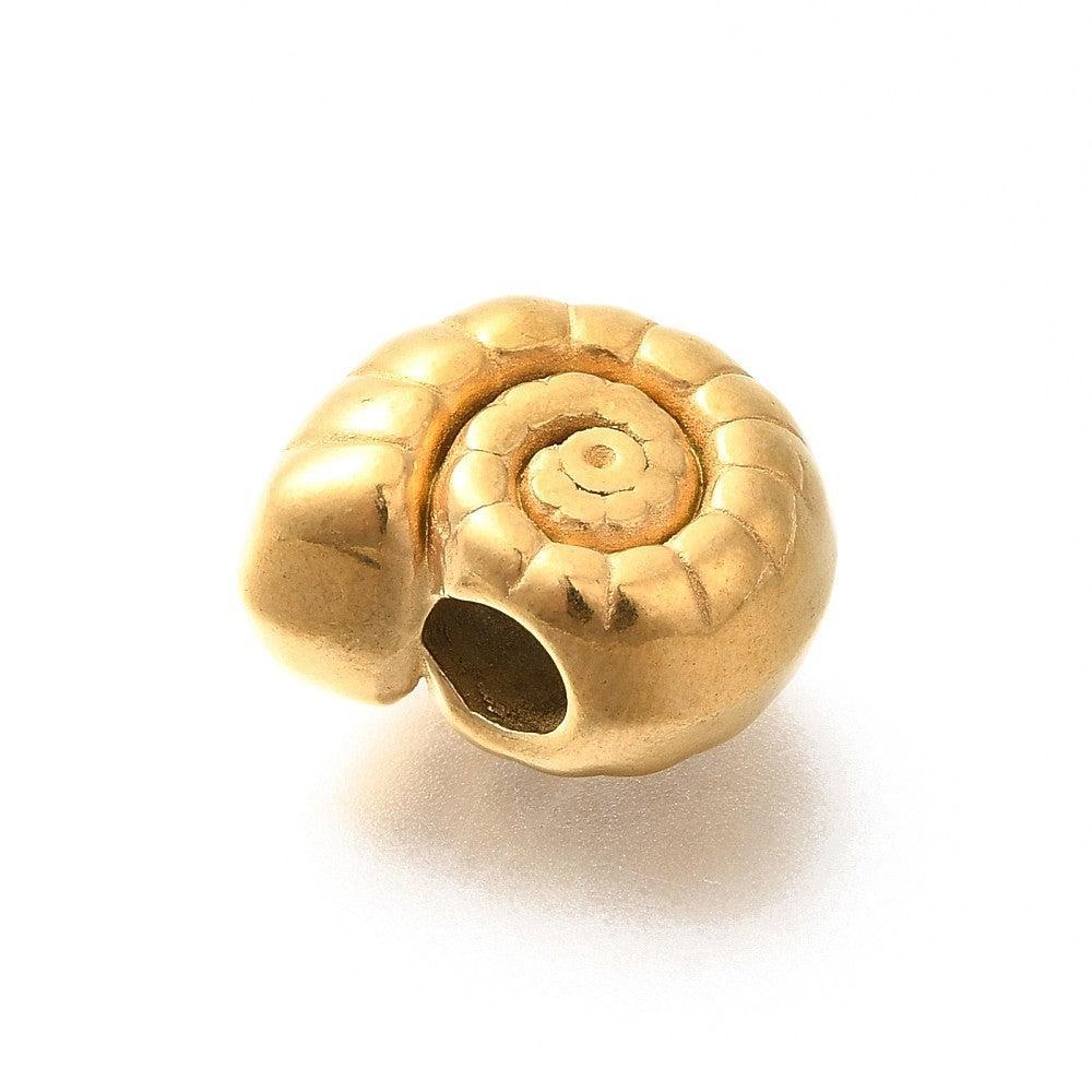 Kraa Schelp Premium RVS Goud 13x16mm - per stuk-Kralen-Kraaltjes van Renate