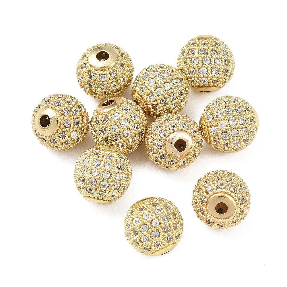 Kraal Rond Goud / Zirconia 10mm - per stuk-bedels-Kraaltjes van Renate