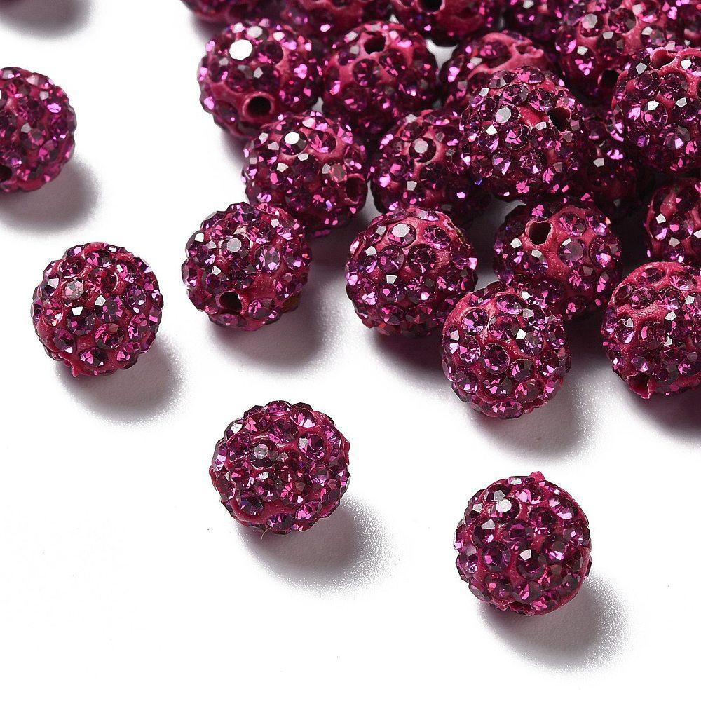 Kraal Rond strass fuchsia 10mm - per stuk-bedels-Kraaltjes van Renate