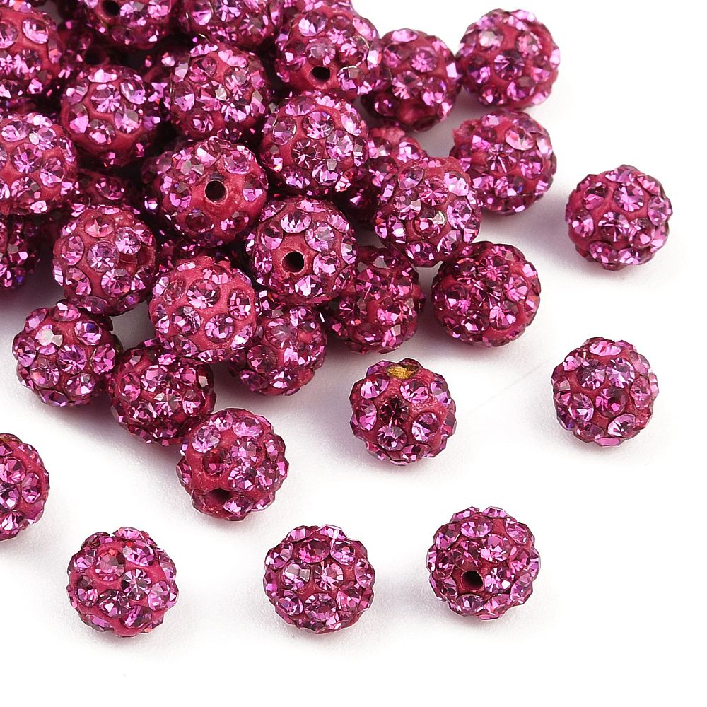 Kraal Rond strass fuchsia 6mm - per stuk-bedels-Kraaltjes van Renate