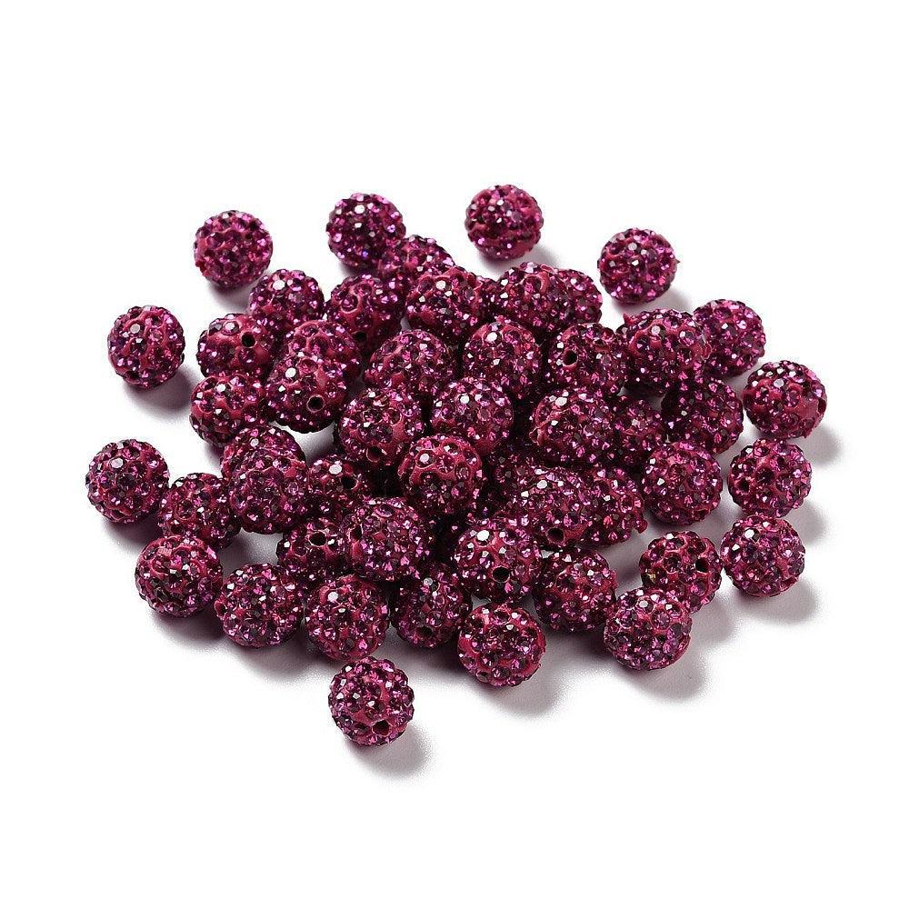 Kraal Rond strass fuchsia 10mm - per stuk-bedels-Kraaltjes van Renate