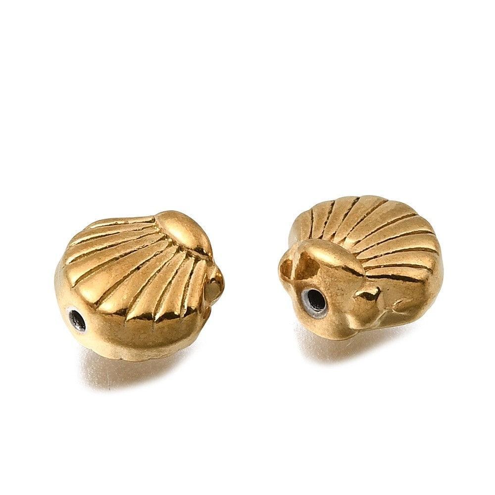 Kraal Schelp Premium RVS Goud 7mm - per stuk-Kralen-Kraaltjes van Renate