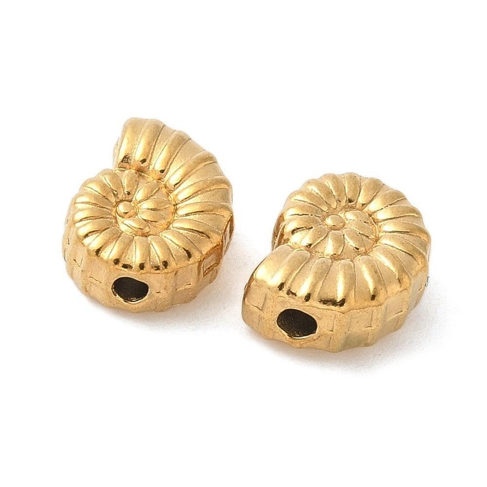 Kraal Schelp Premium RVS Goud 9.5mm - per stuk-Kralen-Kraaltjes van Renate