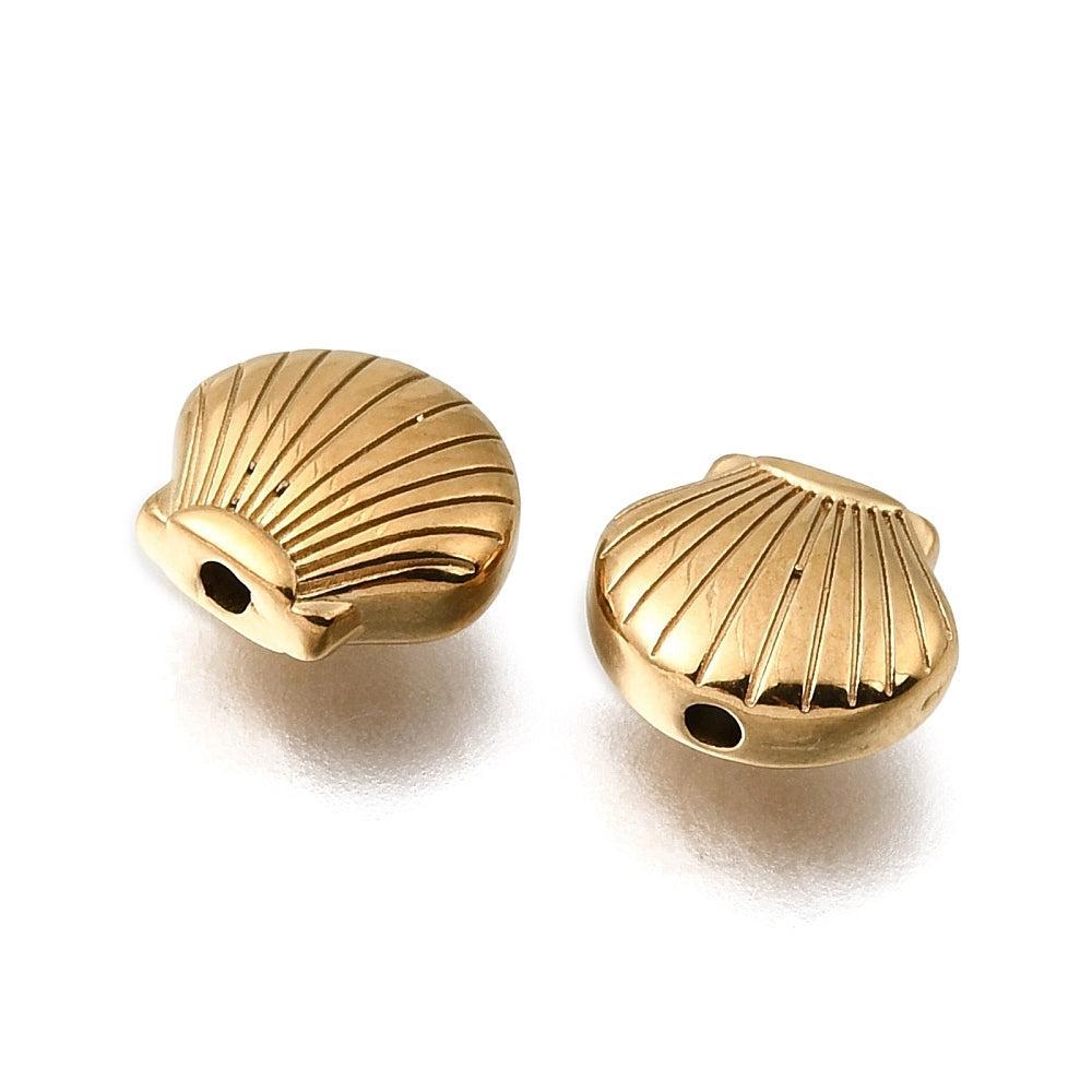 Kraal Schelp Premium RVS Goud 9.5mm - per stuk-Kralen-Kraaltjes van Renate