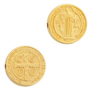 Kraal St. Benedict medal Goud DQ 15mm-Kraaltjes van Renate